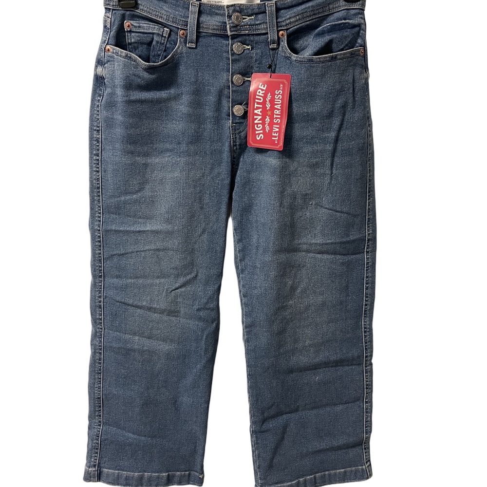 Levi’s Signature High Rise Wide Cropped Legs Button Fly Jeans NWT Sz 8 W29